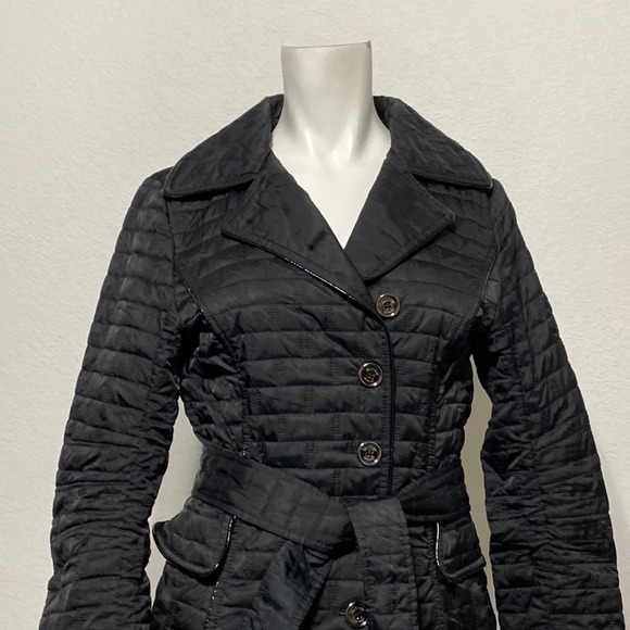 Laundry by Design Women's Black Double Breasted Quilted Belted Jacket Size XS - Picture 2 of 10